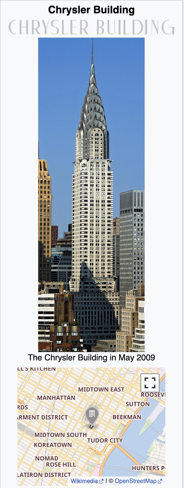 Chrysler Building in 2009 Chrysler Building in 2009